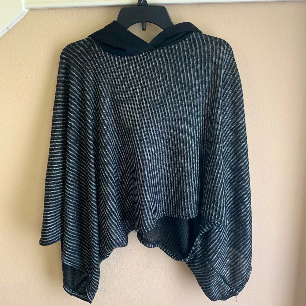 Zara flowy silver stripes hoodie top.